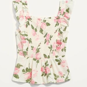 NWT Old Navy Flutter-Sleeve Floral Smocked Blouse